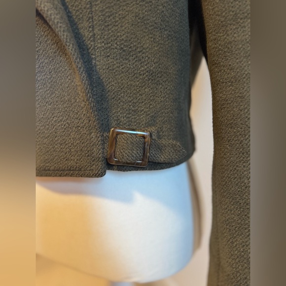 Vintage Carlisle Woven wool/angora cropped blazer w/waist buckle -hunter green 6 - Picture 5 of 11
